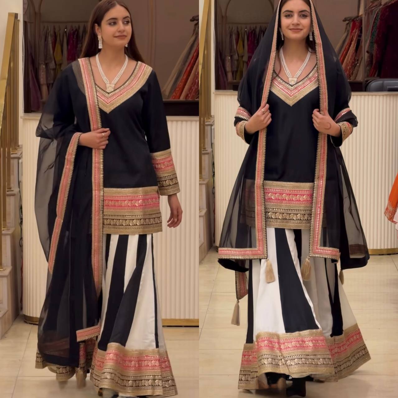 The Majestic Monochrome Gilded-Border Ensemble